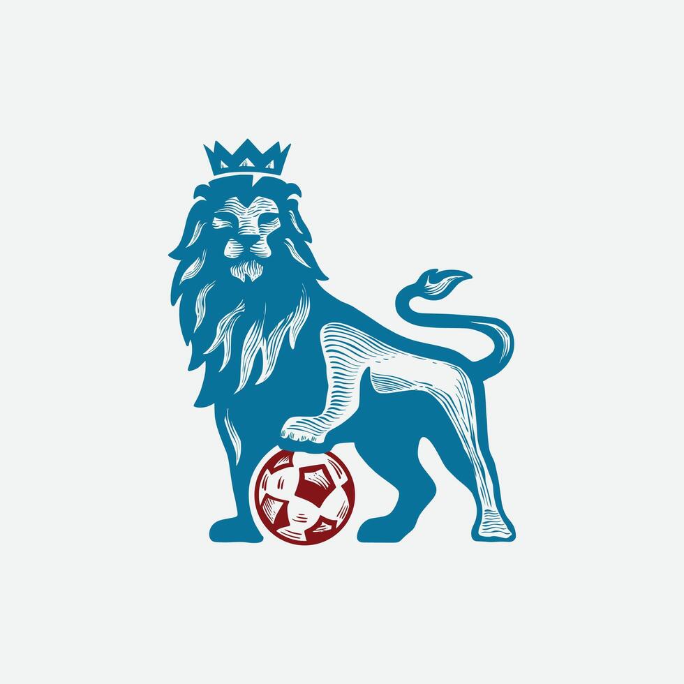 logo de une Lion avec une couronne en portant une Balle vecteur