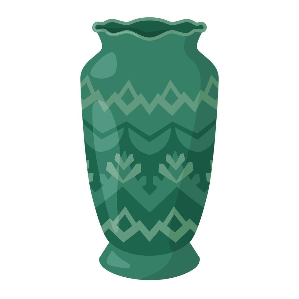 coloré céramique vase. porcelaine vase pour fleurs, antique poterie, floral et abstrait motifs. vase poterie, floral pot, coloré cruche. branché plat style isolé sur blanc illustration vecteur