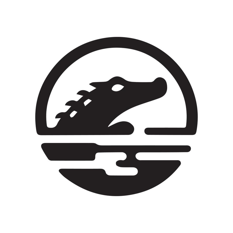 minimaliste crocodile logo sur une blanc Contexte vecteur