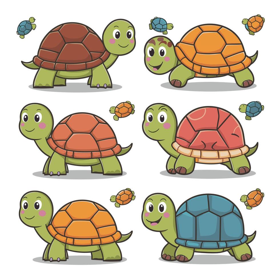 illustration de une souriant dessin animé tortue blanc Contexte vecteur