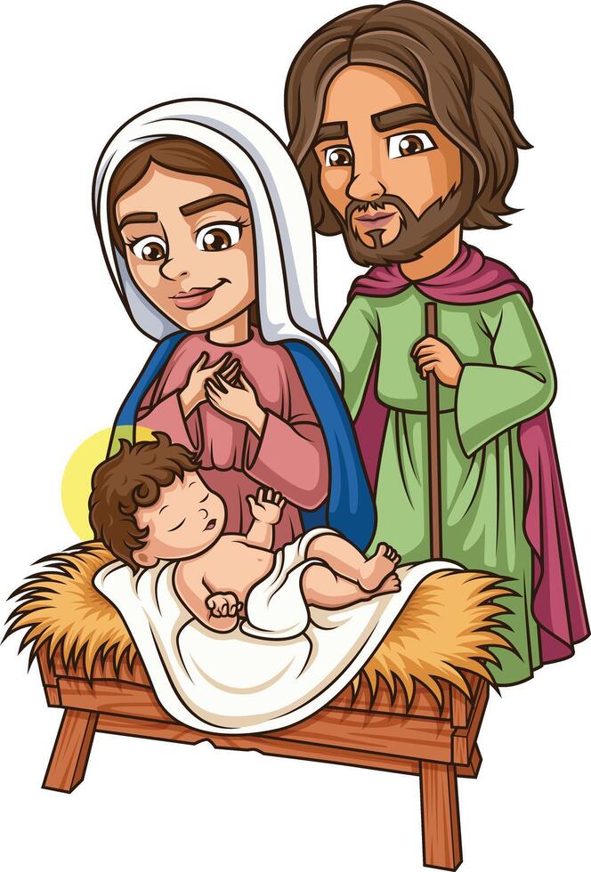 vierge Marie et joseph avec bébé Jésus illustration vecteur