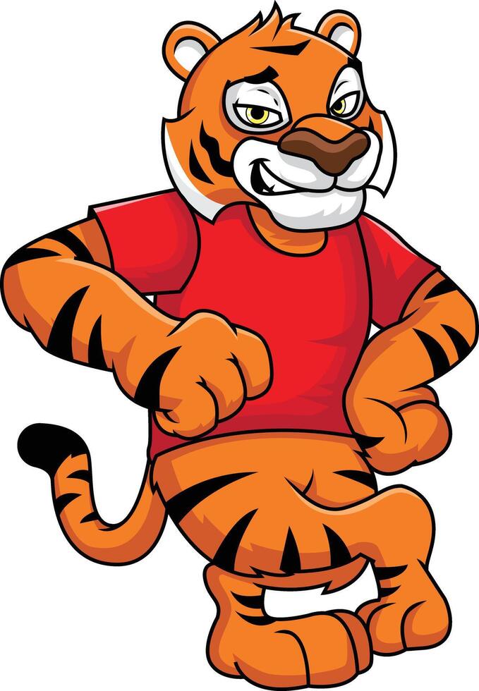 tigre mascotte penché sur quelque chose illustration vecteur