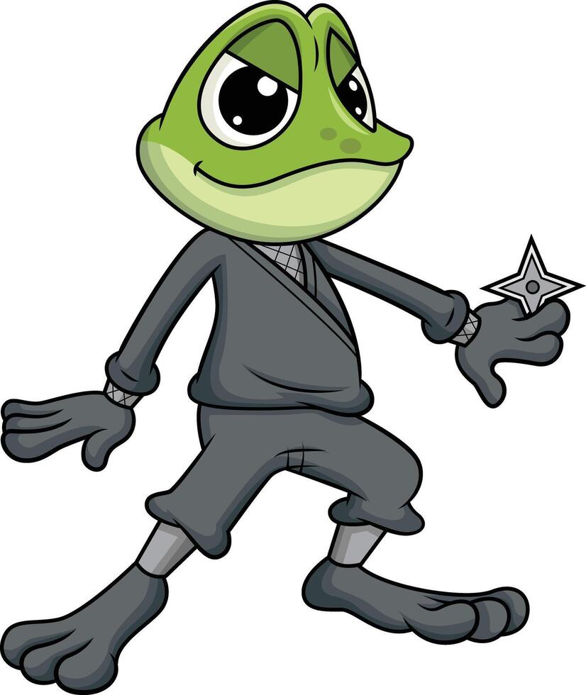 ninja grenouille avec lancement étoile illustration vecteur