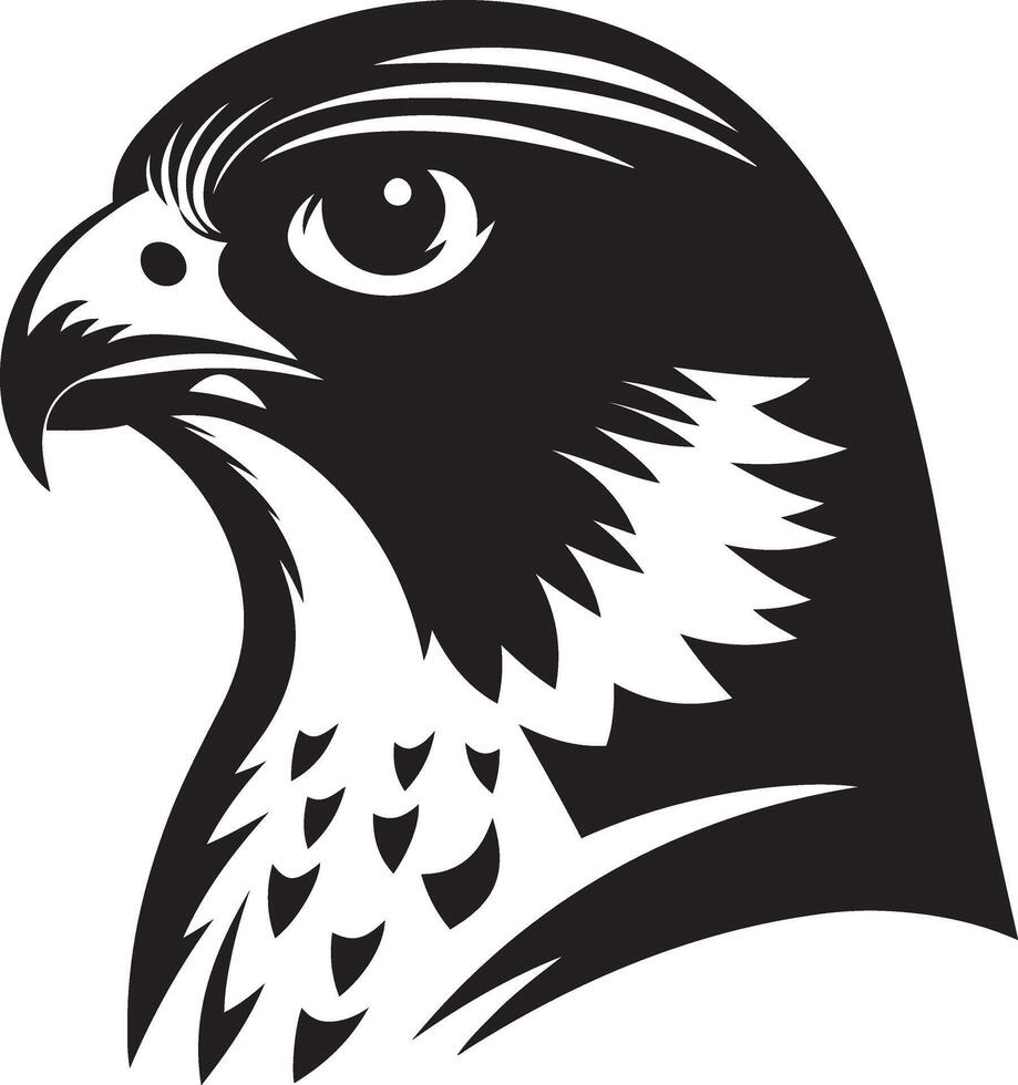 pèlerin faucon oiseau tête visage silhouette illustration. vecteur