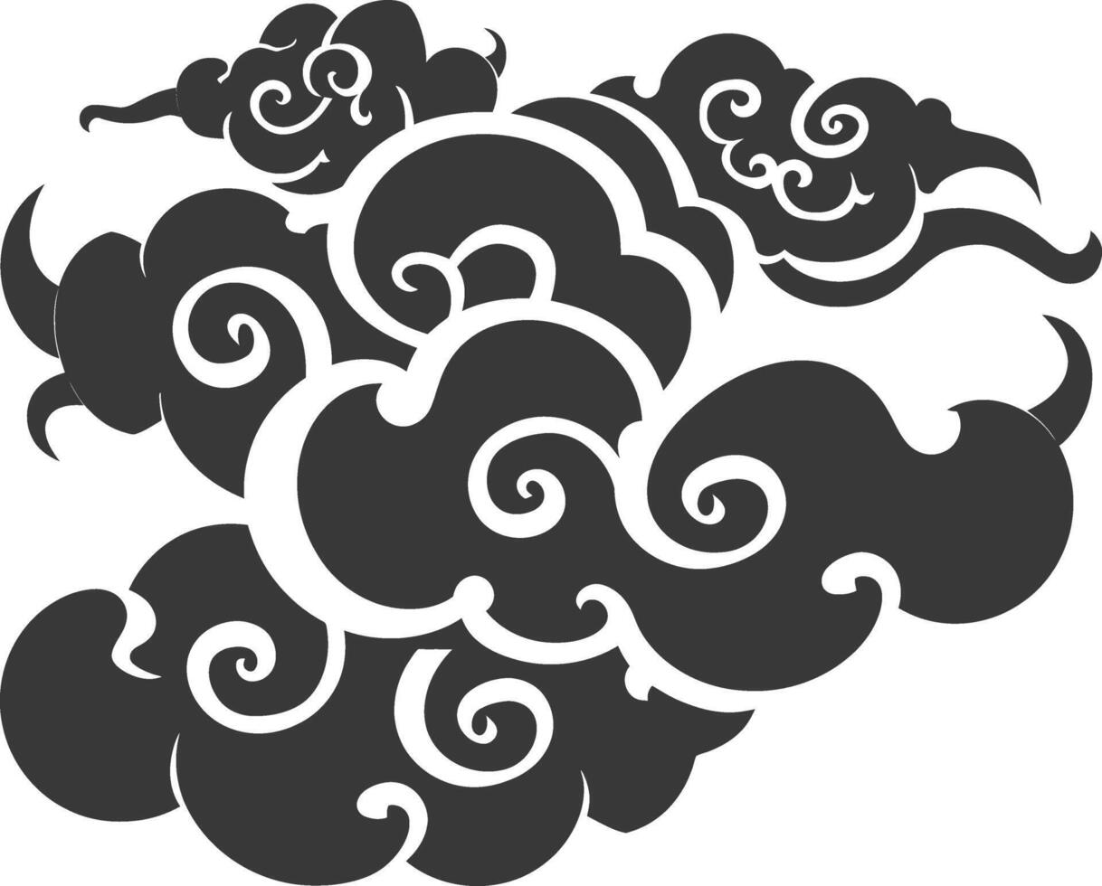 silhouette chinois nuage symbole noir Couleur seulement vecteur