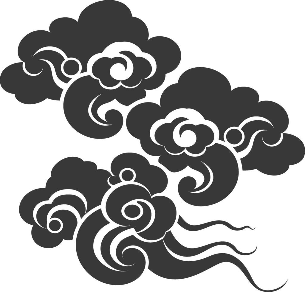 silhouette chinois nuage symbole noir Couleur seulement vecteur