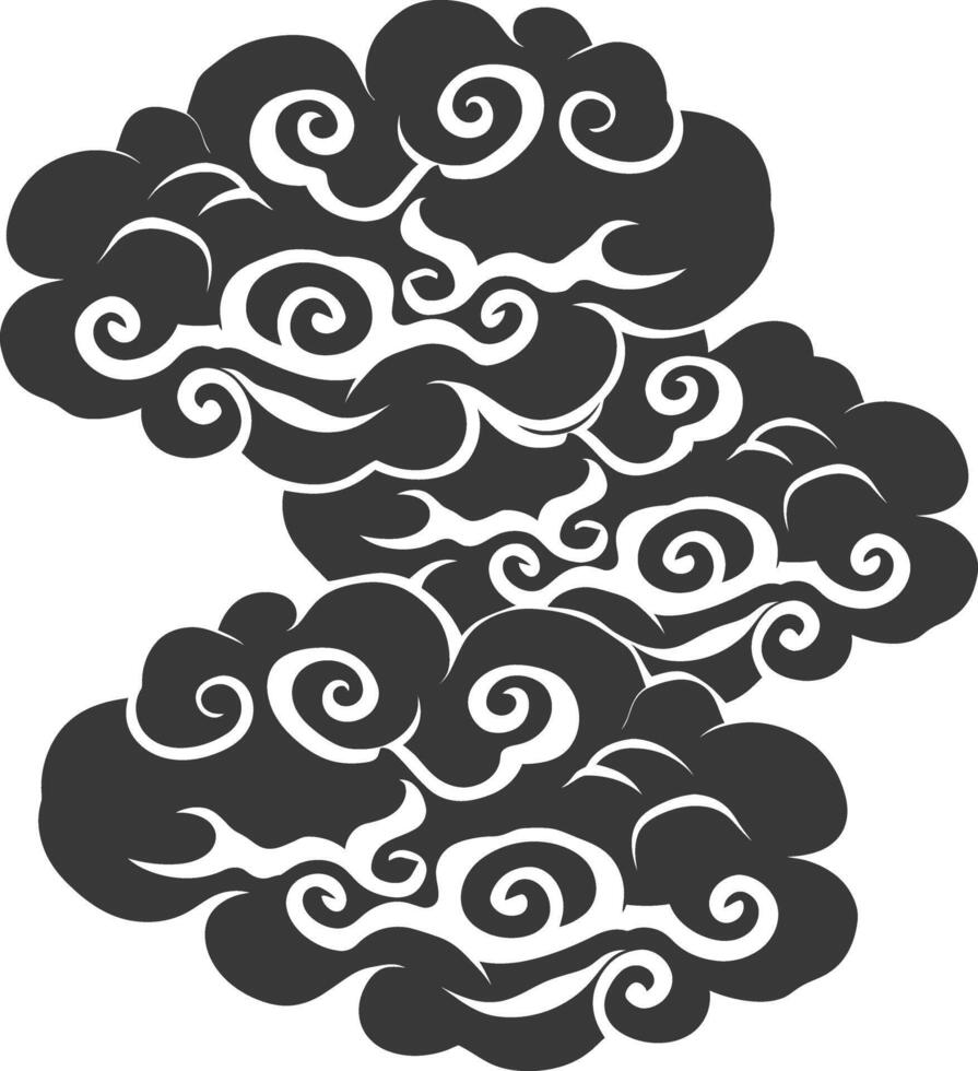 silhouette chinois nuage symbole noir Couleur seulement vecteur