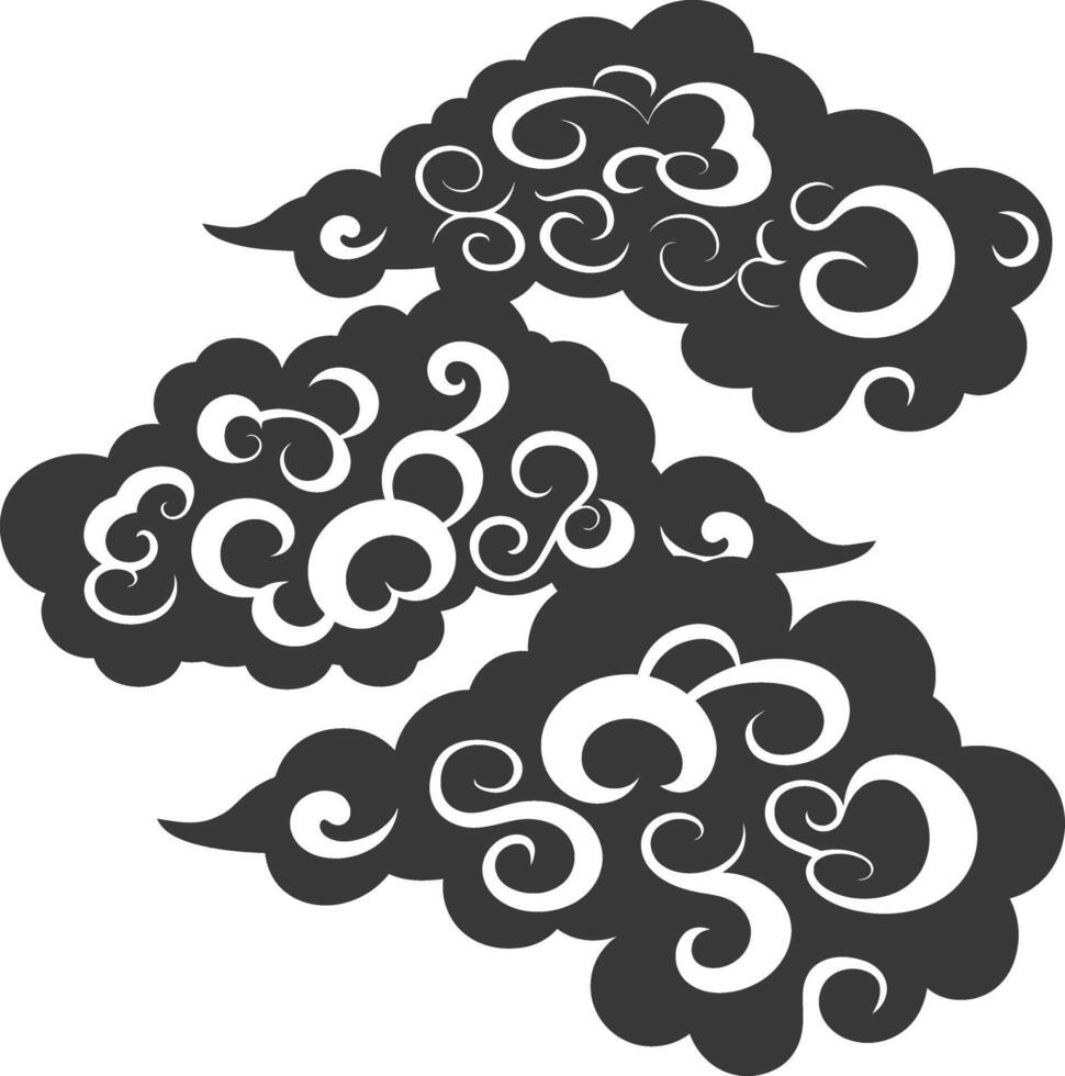 silhouette chinois nuage symbole noir Couleur seulement vecteur