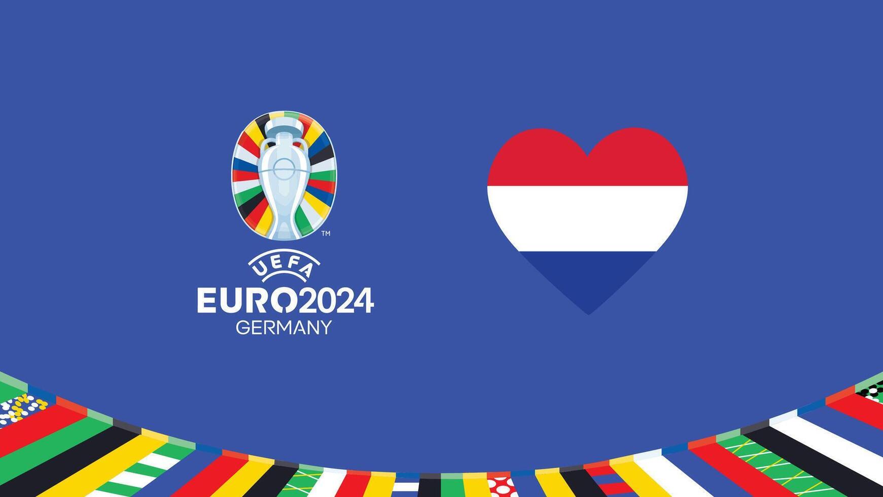 euro 2024 Pays-Bas emblème cœur équipes conception avec officiel symbole logo abstrait des pays européen Football illustration vecteur