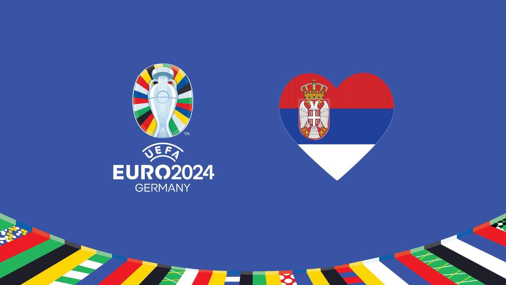euro 2024 Serbie drapeau cœur équipes conception avec officiel symbole logo abstrait des pays européen Football illustration vecteur