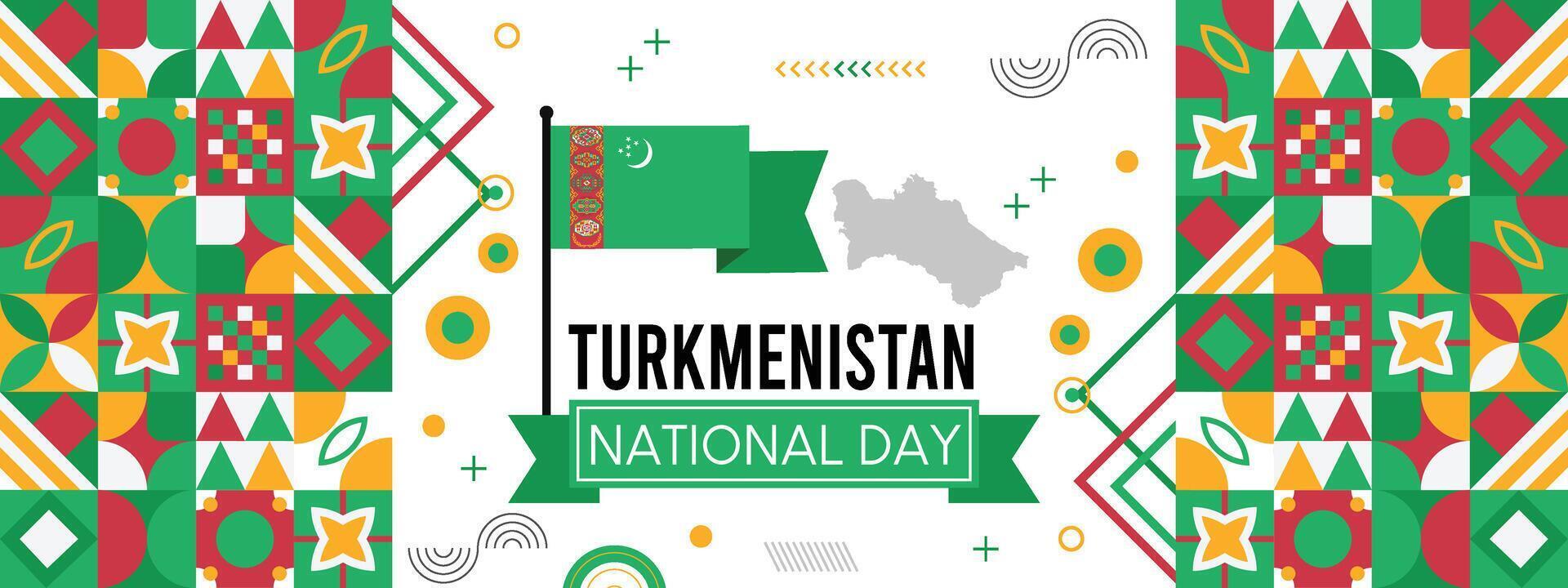 turkménistan nationale journée bannière abstrait fête géométrique décoration conception graphique art la toile Contexte vecteur