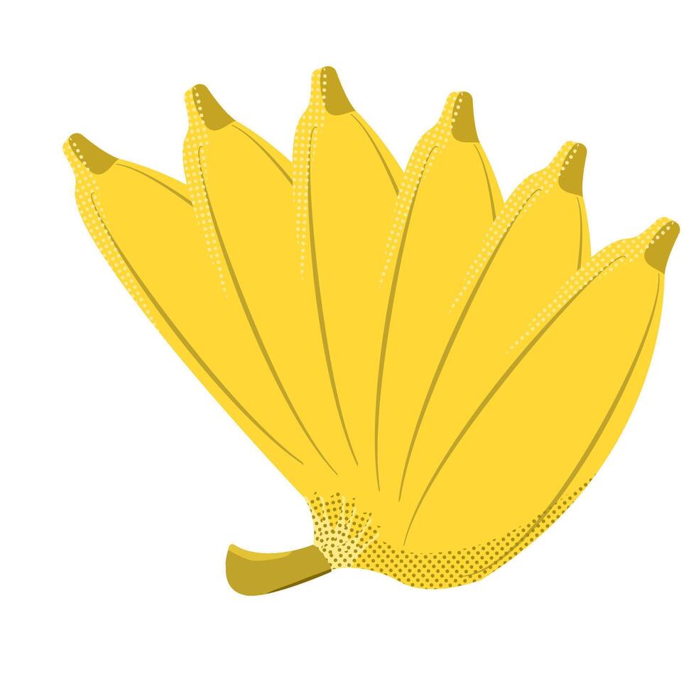 six bananes fruit cette sont encore attaché à le tige illustration avec point texture et ligne vecteur