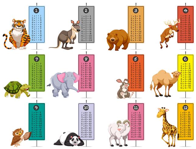 Modèle animaux sauvages et horaires vecteur