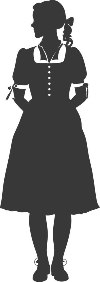 silhouette indépendant Allemagne femmes portant dirndl noir Couleur seulement vecteur