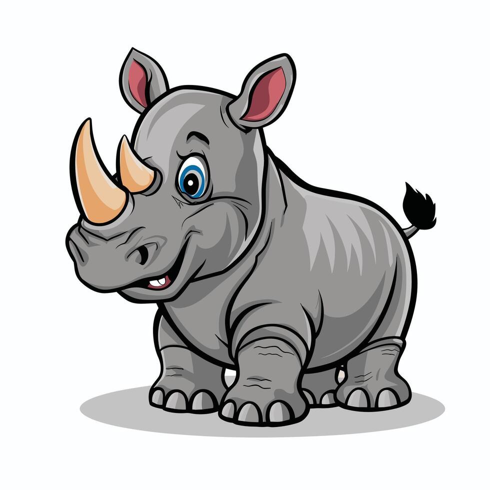 mignonne et magnifique rhinocéros différent pose dessin animé animal conception plat illustration isolé sur blanc Contexte vecteur