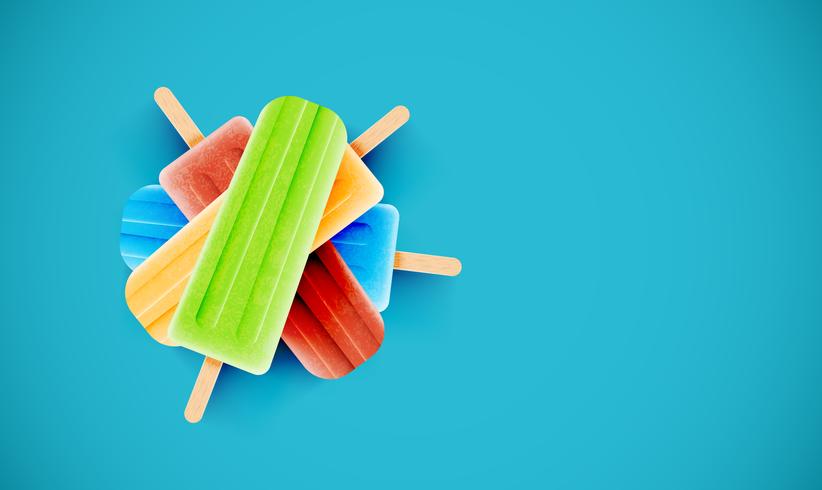 Glaces colorées sur fond bleu, illustration vectorielle vecteur