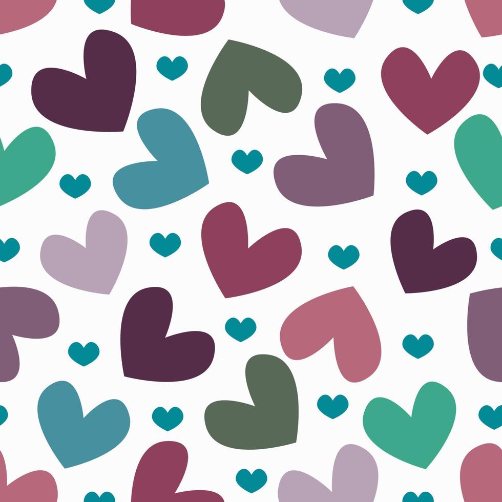 motif coeurs. fond blanc transparent avec des symboles colorés de l'amour. coeurs pour la saint-valentin ou textile de mariage, emballage. illustration vectorielle vecteur