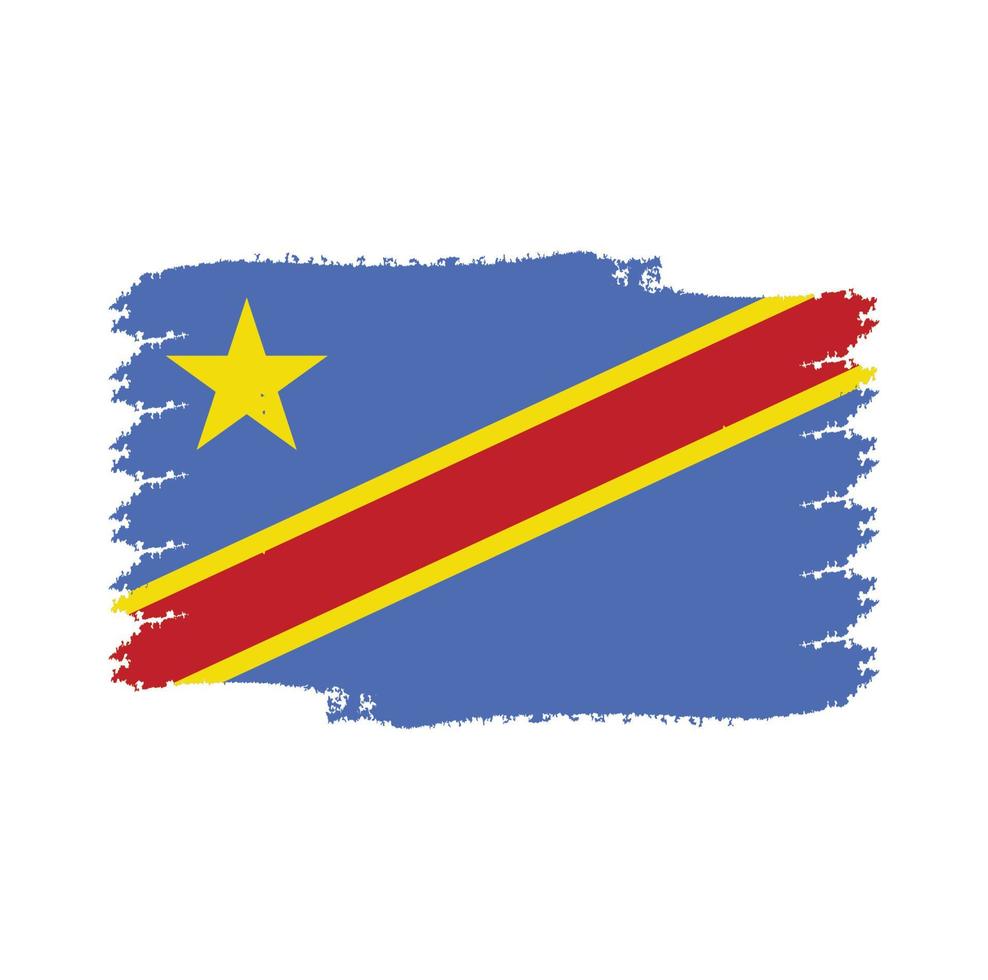 vecteur de drapeau de la république démocratique du congo avec style pinceau aquarelle