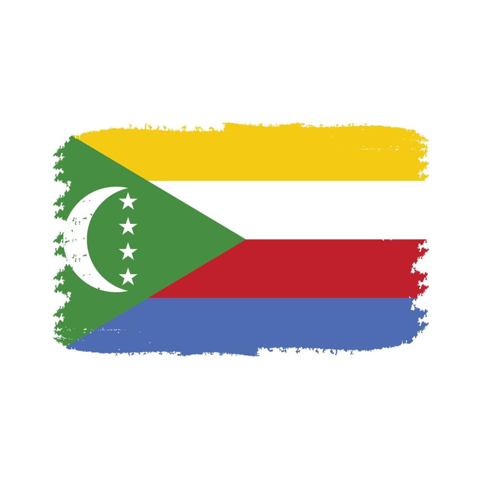 vecteur de drapeau des comores avec style pinceau aquarelle