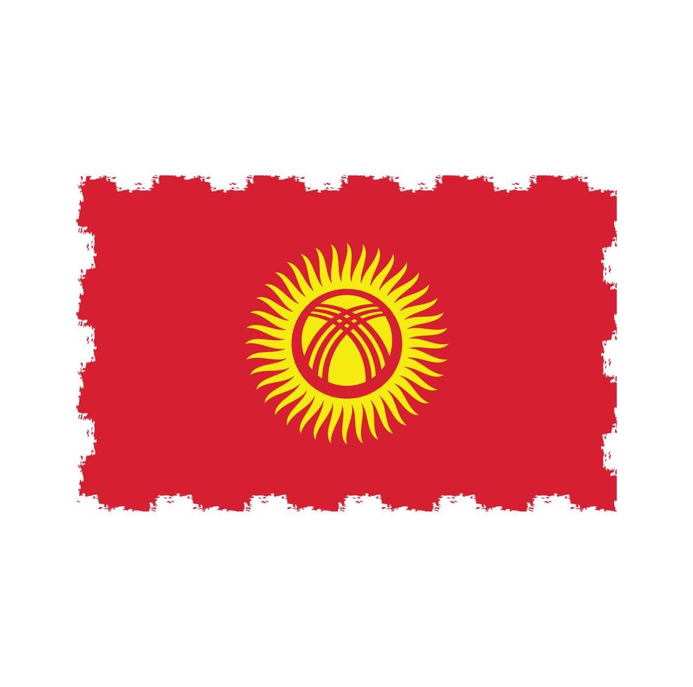 vecteur de drapeau du kirghizistan avec style pinceau aquarelle