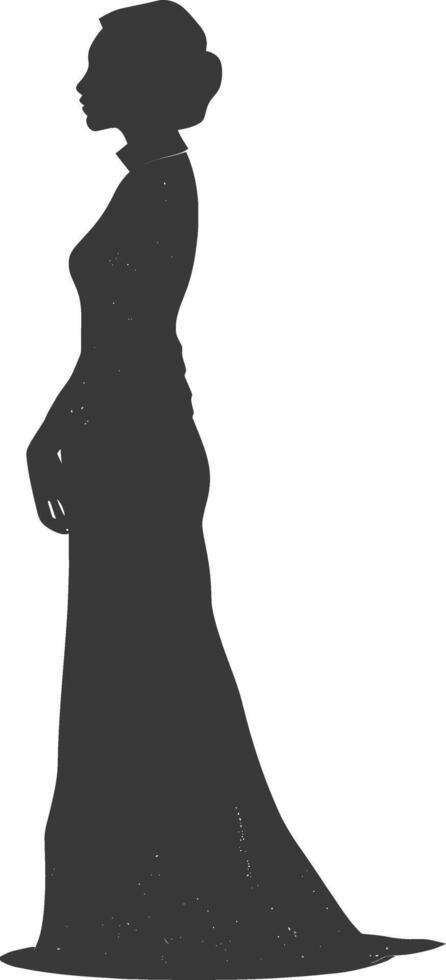 silhouette indépendant indonésien femmes portant kebaya noir Couleur seulement vecteur