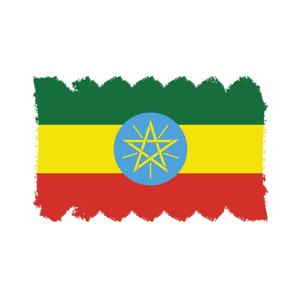 coups de pinceau du drapeau de l'éthiopie peints vecteur
