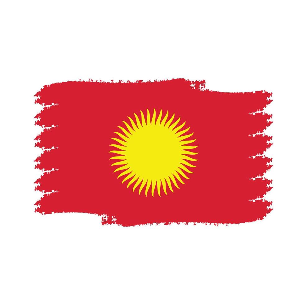 vecteur de drapeau du kirghizistan avec style pinceau aquarelle