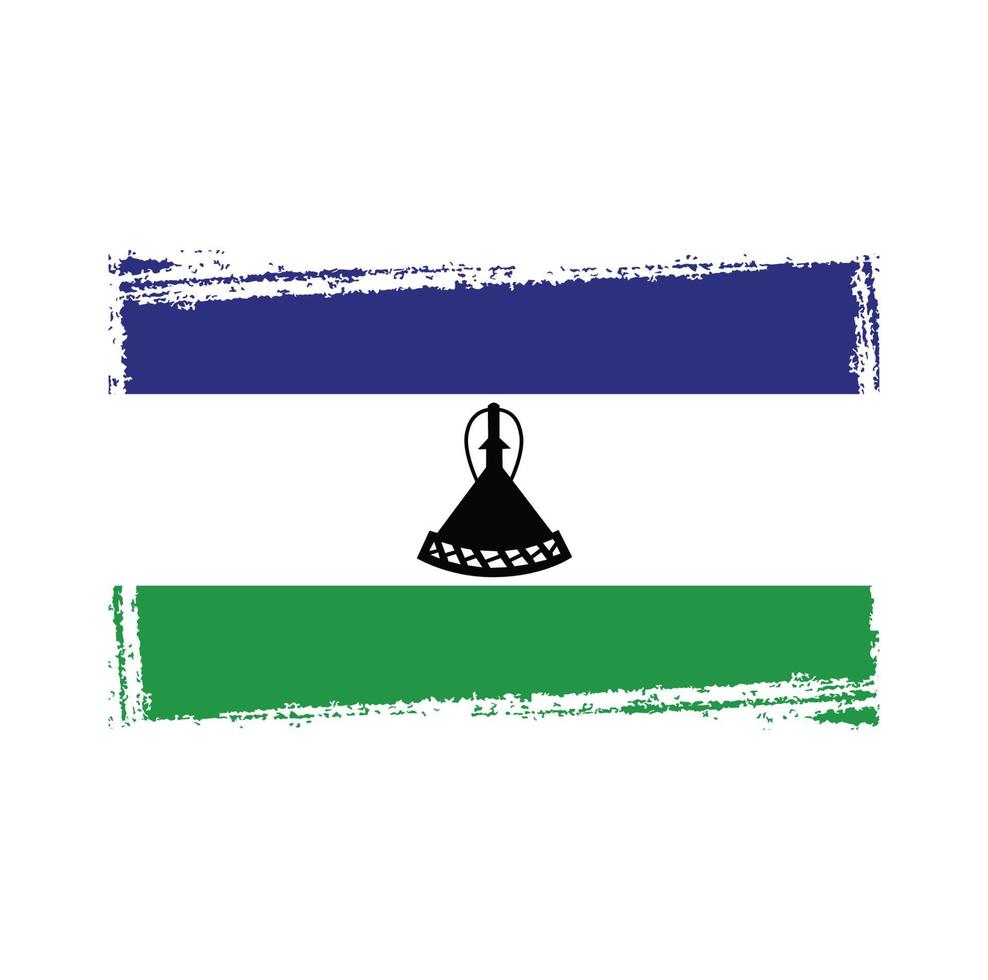 drapeau du lesotho coups de pinceau peints vecteur