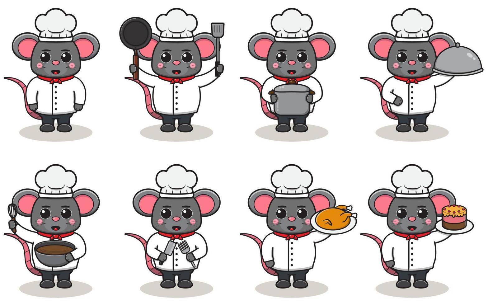 illustration vectorielle de dessin animé de souris chef. vecteur