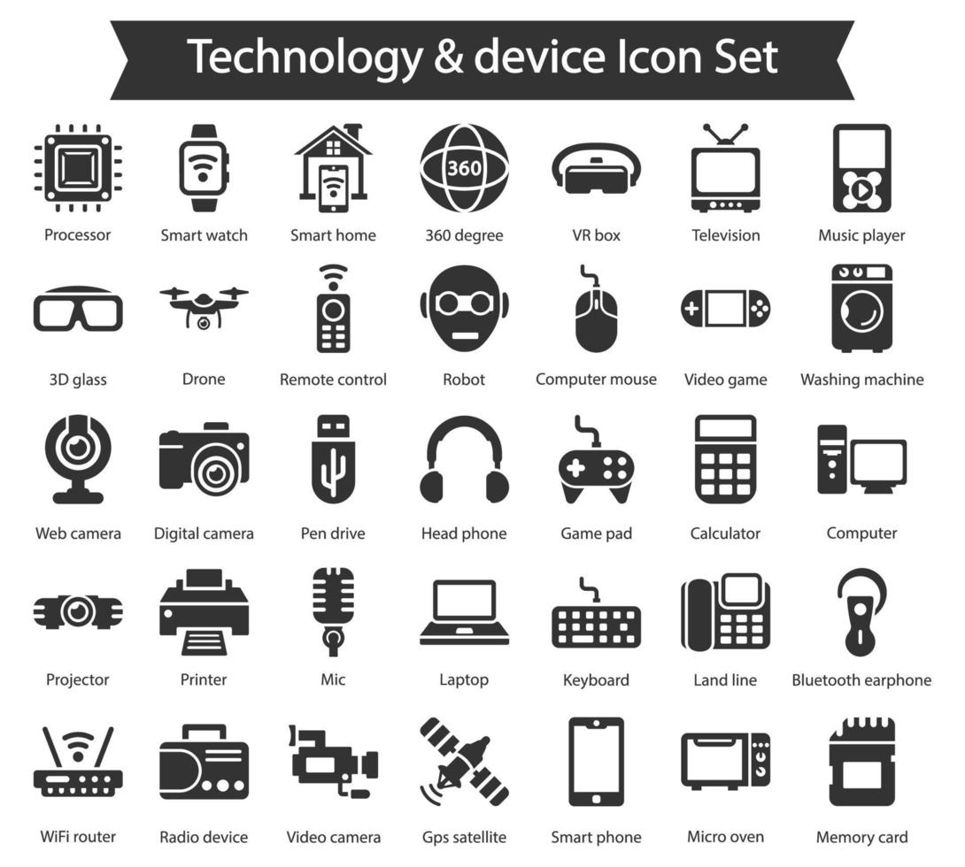 pack d'icônes de technologie et de périphérique vecteur