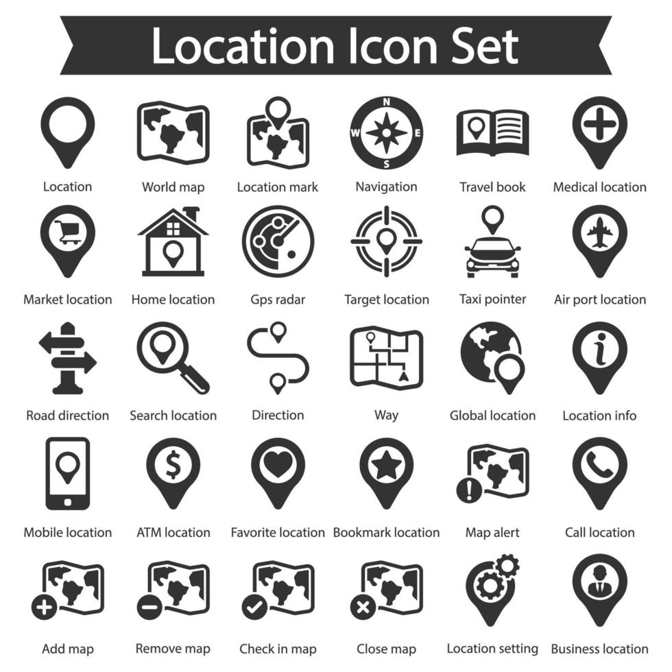 pack d'icônes de localisation vecteur