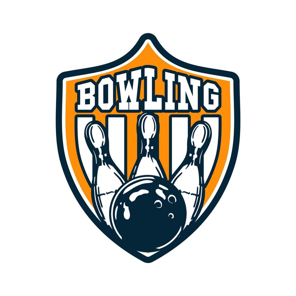 conception de logo bowling avec boule de bowling frapper illustration vintage de bowling vecteur