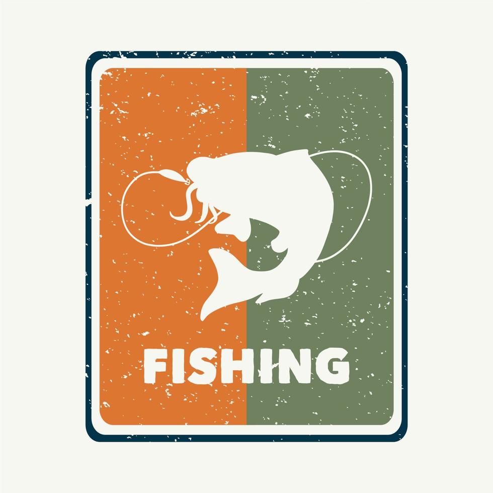 création de logo de pêche avec illustration vintage de silhouette de poisson chat vecteur