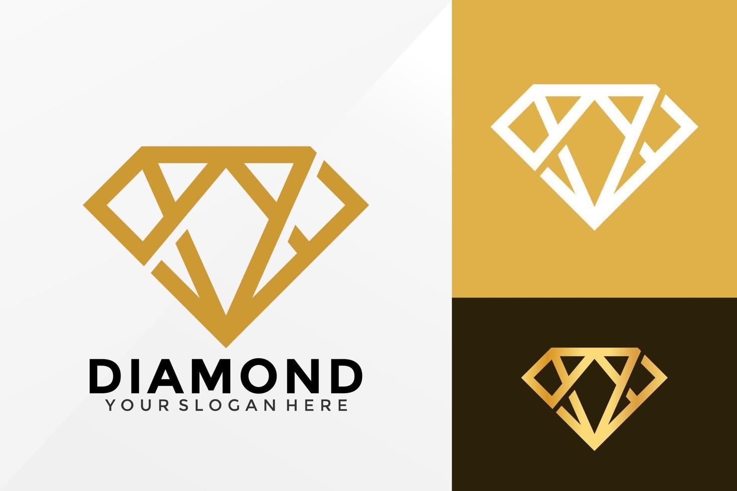 Création de logo de diamant abstrait doré, vecteur de logos d'identité de marque, logo moderne, conception de logo modèle d'illustration vectorielle