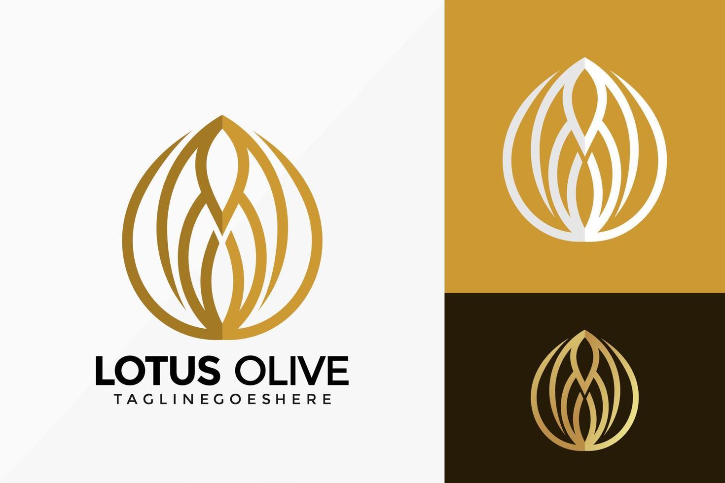 conception de vecteur de logo d'huile de lotus de beauté de luxe. emblème d'identité de marque, concept de conception, logos, élément de logotype pour le modèle.