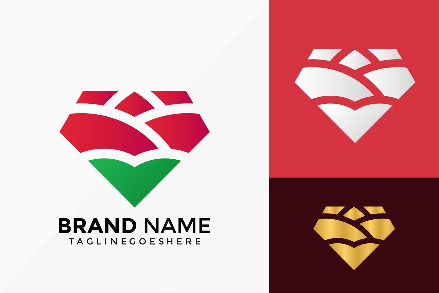 conception de vecteur de logo rose diamant abstrait. emblème d'identité de marque, concept de conception, logos, élément de logotype pour le modèle.