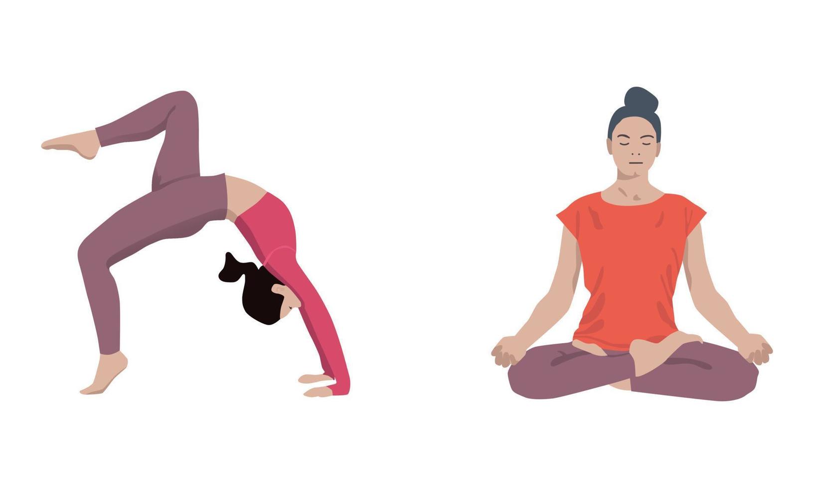 illustration de femme faisant du yoga vecteur