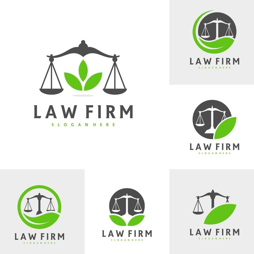 ensemble de modèle vectoriel de logo de feuille de justice, concepts de conception de logo de cabinet d'avocats créatifs