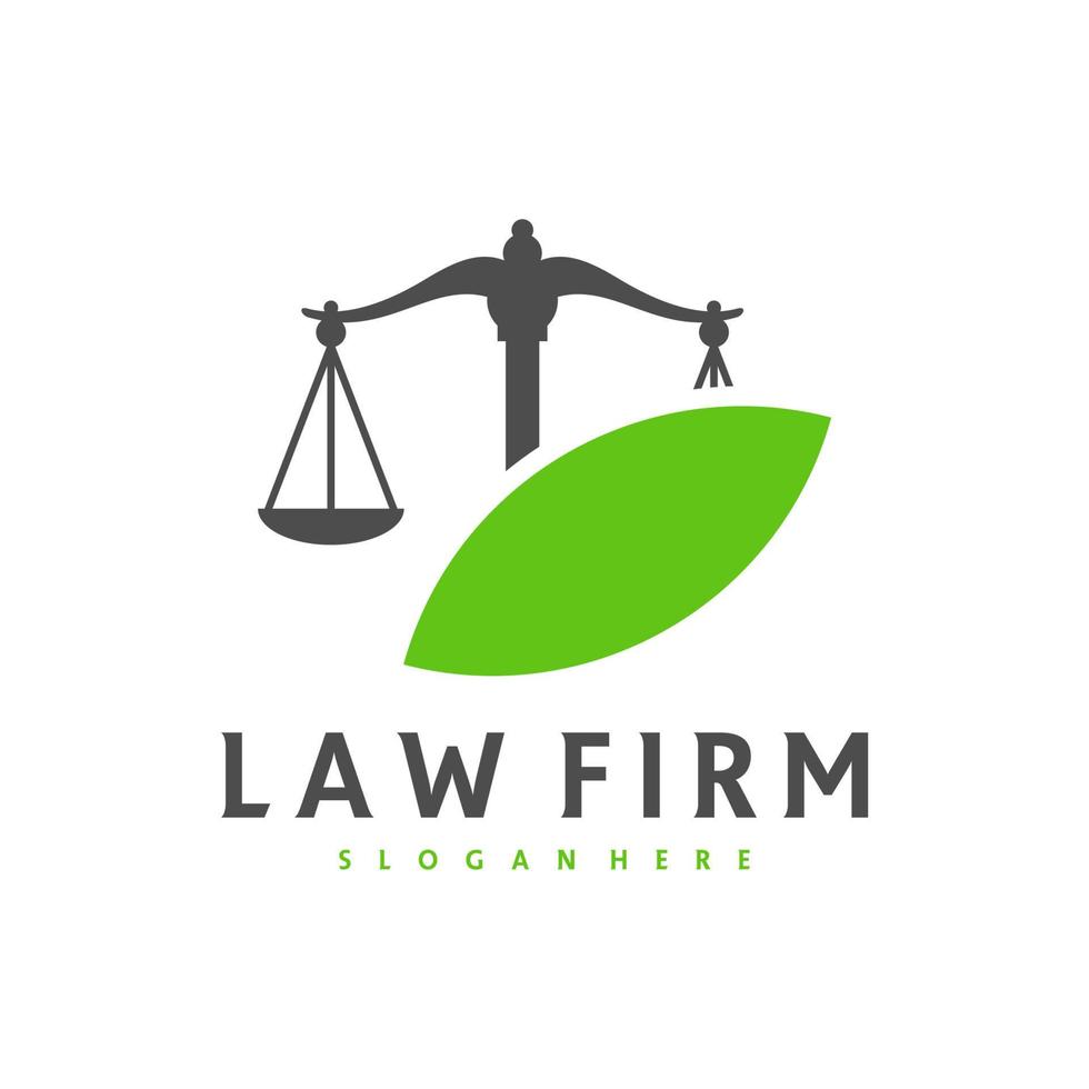 Modèle vectoriel de logo de feuille de justice, concepts de conception de logo de cabinet d'avocats créatifs