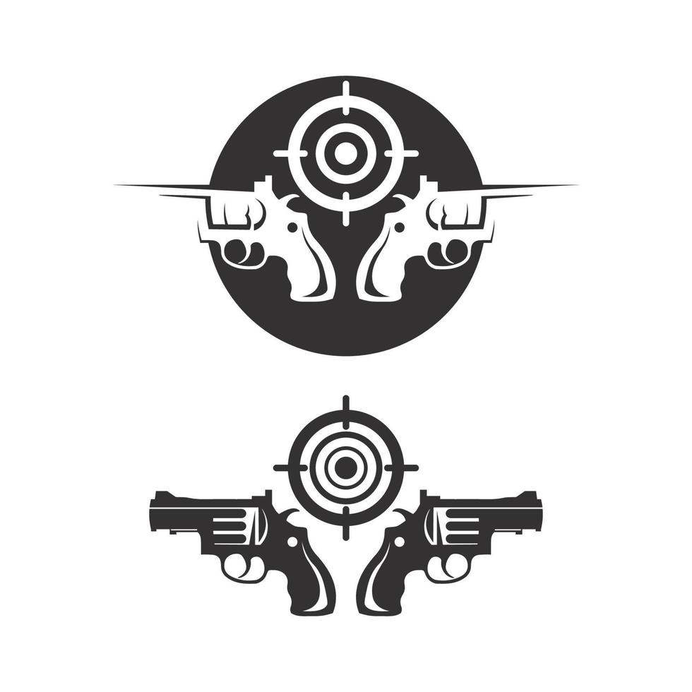 logo d'arme à feu et soldat de l'armée tir de tireur d'élite vector illustration de conception revolver de tir militaire