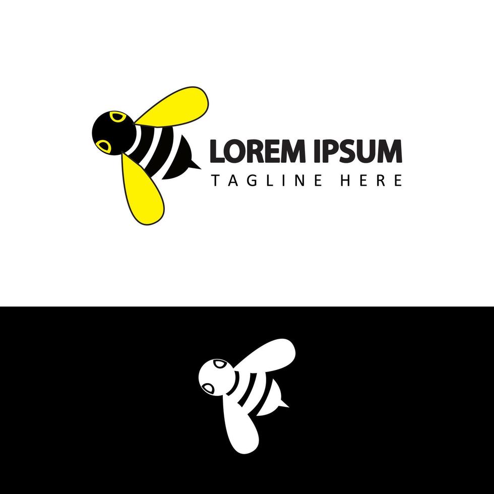 Vecteur de conception de modèle de logo d'abeille mascotte en arrière-plan isolé