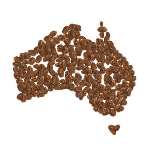 Grains de café réalistes forment la carte de l&#39;Australie, illustration vectorielle vecteur