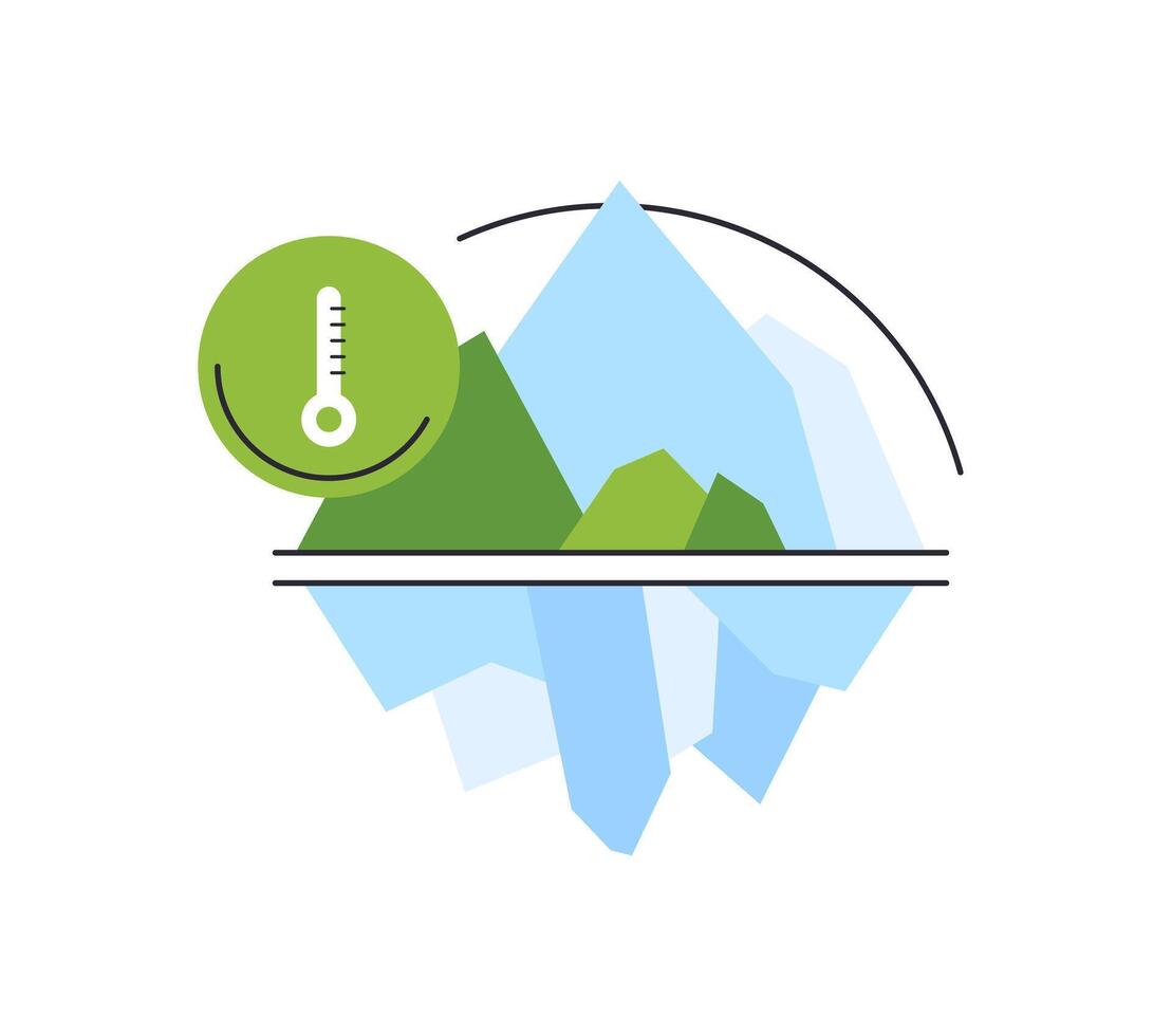 la glace Montagne température, plat conception icône vecteur