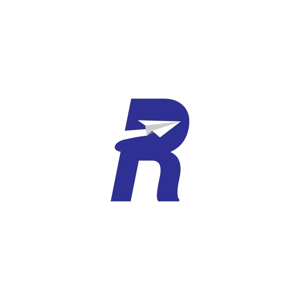 initiales alphabet lettre r avec modèle de logo d'avion en papier vecteur