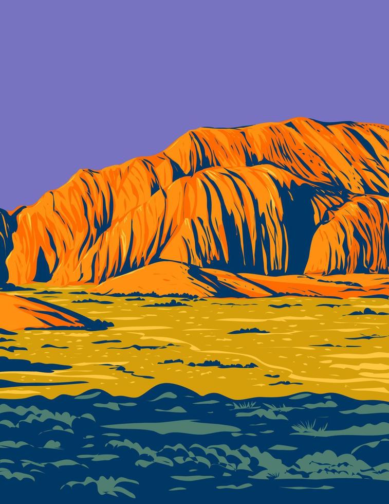 parc d'état du canyon de neige avec grès navajo des montagnes rouges dans la réserve du désert des falaises rouges en utah etats-unis art de l'affiche wpa vecteur