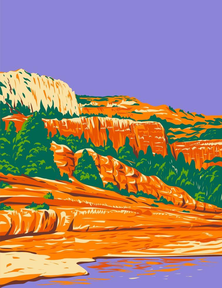 Slide Rock State Park situé à Oak Creek Canyon Sedona Arizona Etats-Unis wpa poster art vecteur
