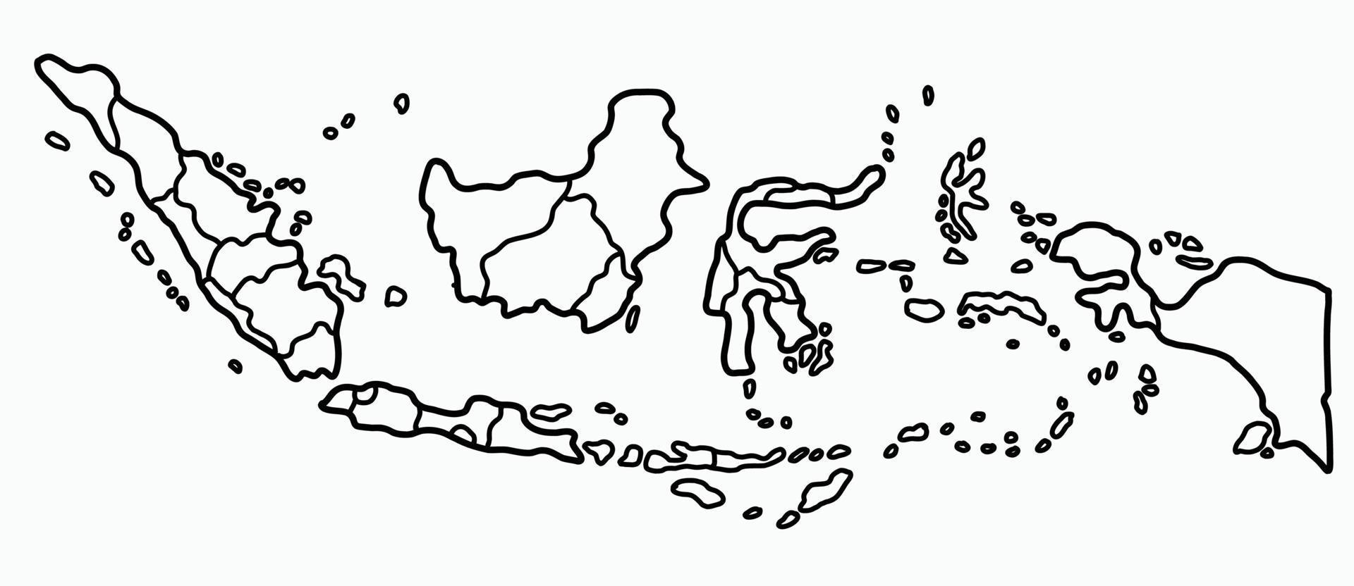 doodle dessin à main levée de la carte de l'indonésie. vecteur