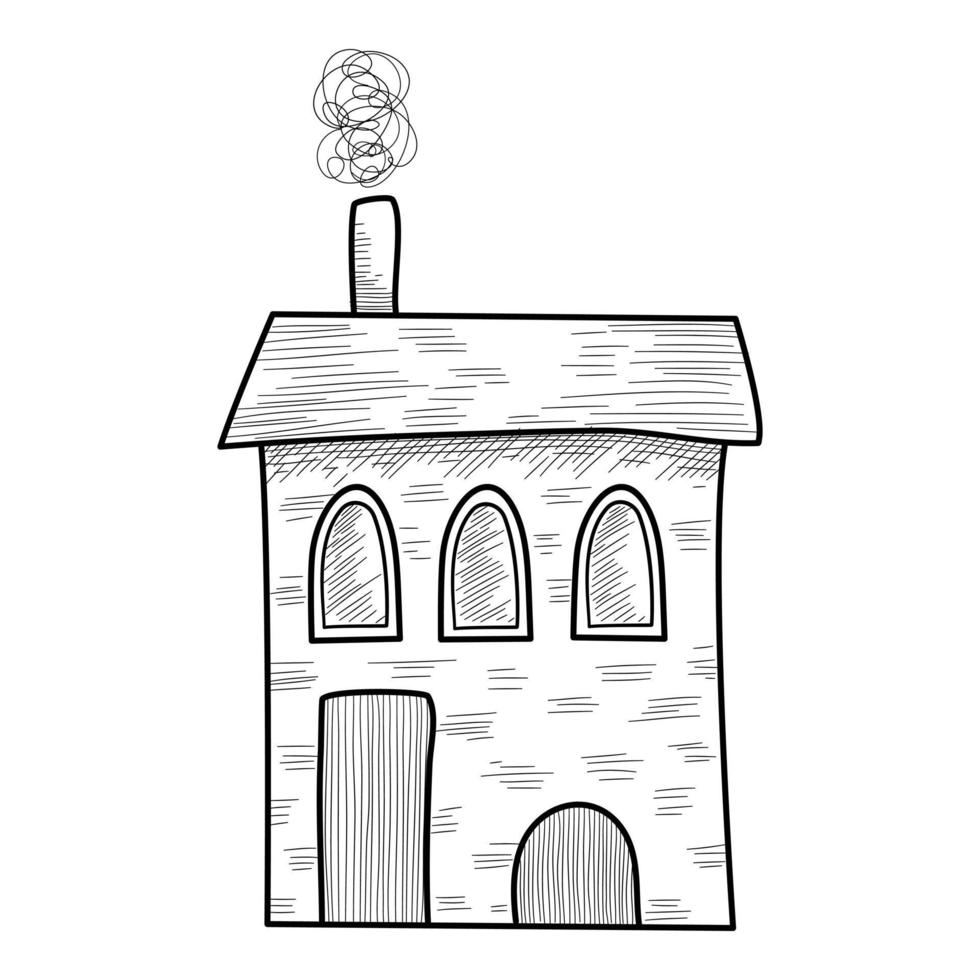 icône de maison chaleureuse de vacances de noël, dessinés à la main et style de contour vecteur