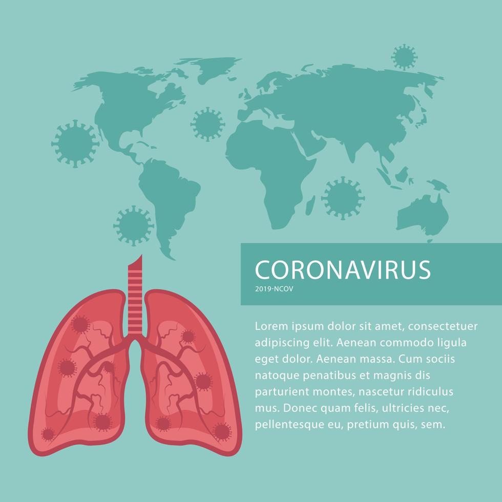 informations sur le virus covid-19. poumons contaminés par le virus vecteur