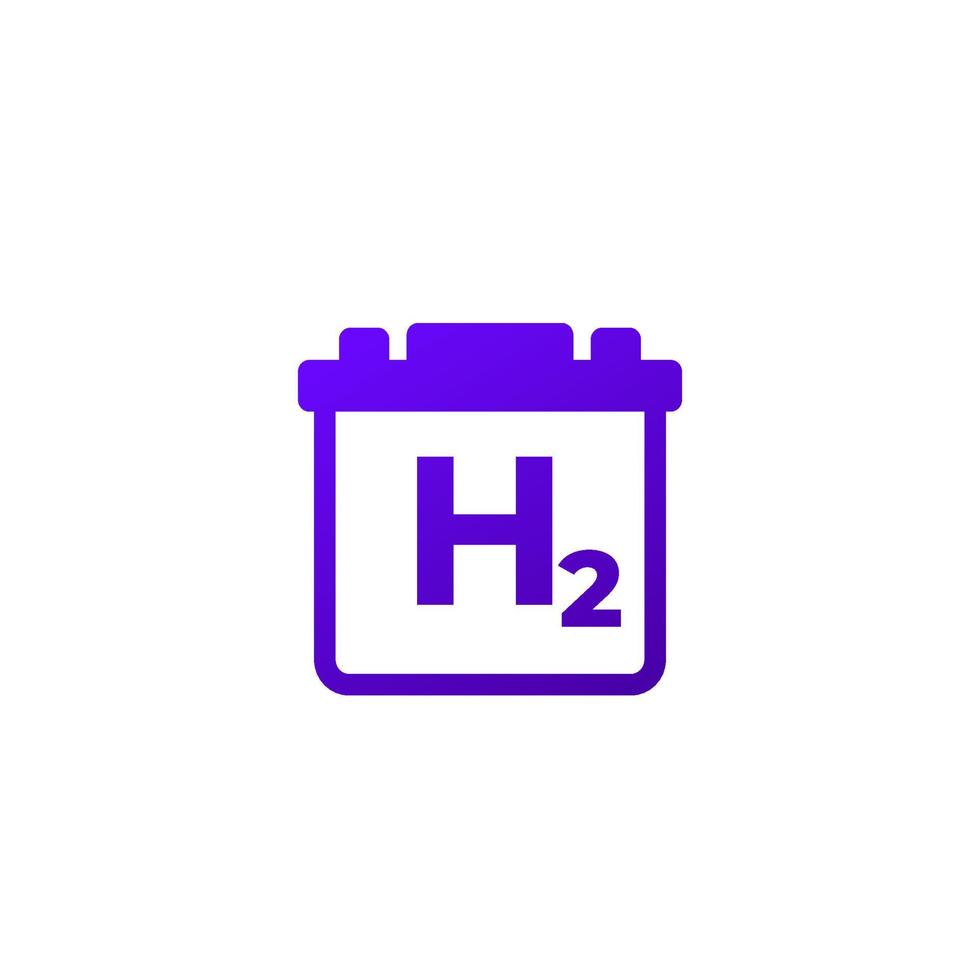 icône de batterie à hydrogène sur blanc vecteur